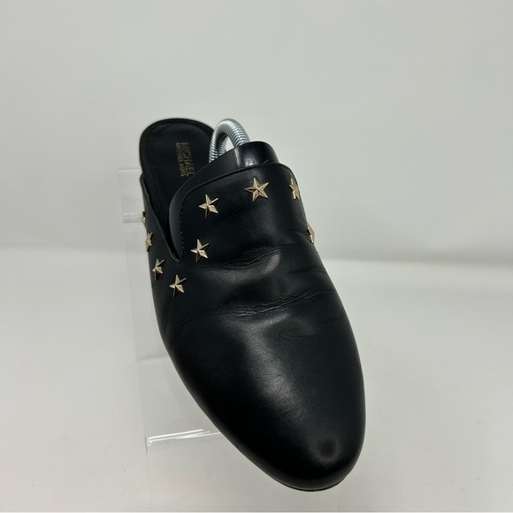 Michael Michael Kors Black Leather Gold Stars Slip On Pointed Toe Mules Size 9.5 - Picture 3 of 14